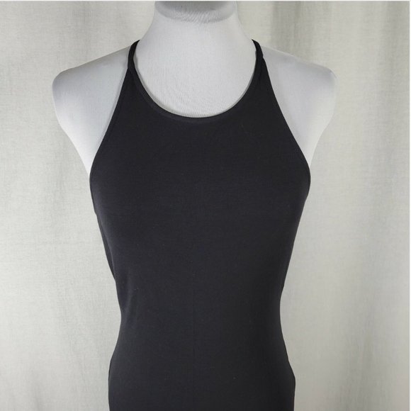 SNST Bodycon Midi Dress S Black T-back Side Slit Knit Material NWT - Picture 7 of 11